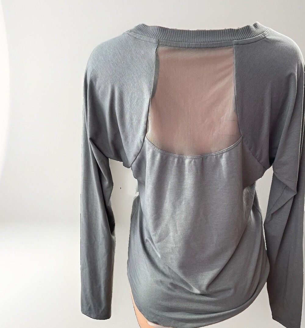 Athleta Topanga Mesh Back Athletic Top Size 2XS Gray Long Sleeve Soft